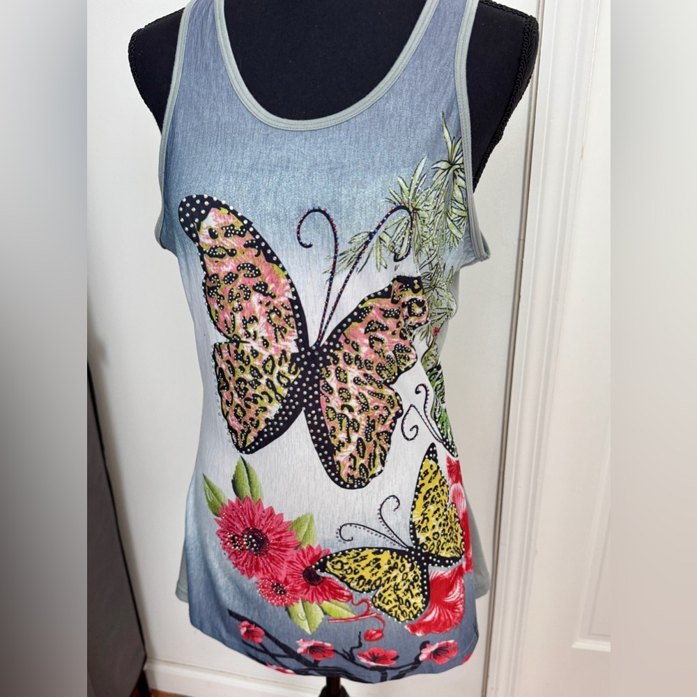 Portmans Gray and Silver Graphic Tank Top